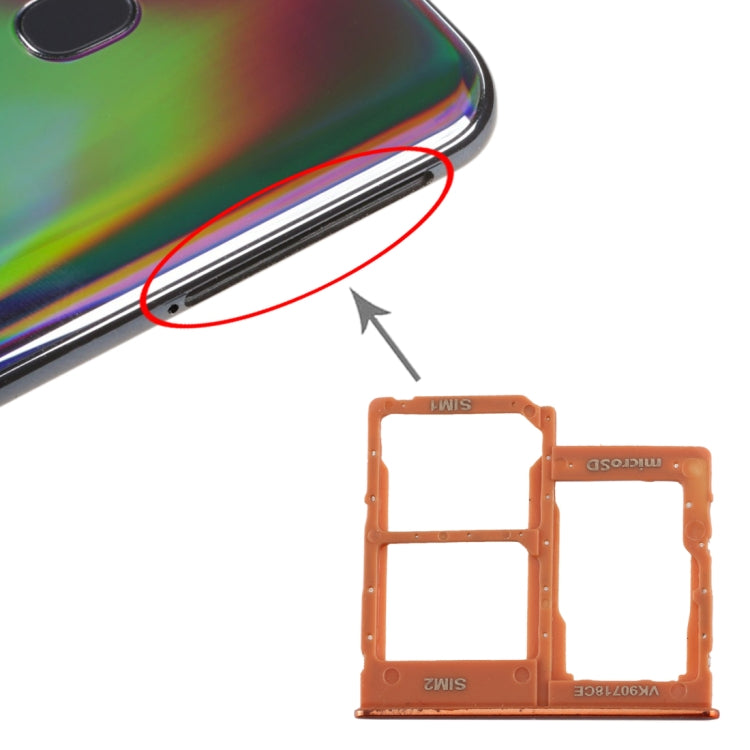 For Galaxy A40 SIM Card Tray + SIM Card Tray + Micro SD Card Tray, For Samsung Galaxy A40, For Samsung Galaxy A40 (Dark Blue), For Galaxy A40, For Galaxy A40(Red)