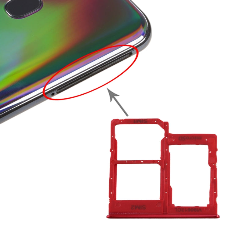 For Galaxy A40 SIM Card Tray + SIM Card Tray + Micro SD Card Tray, For Samsung Galaxy A40, For Samsung Galaxy A40 (Dark Blue), For Galaxy A40, For Galaxy A40(Red)