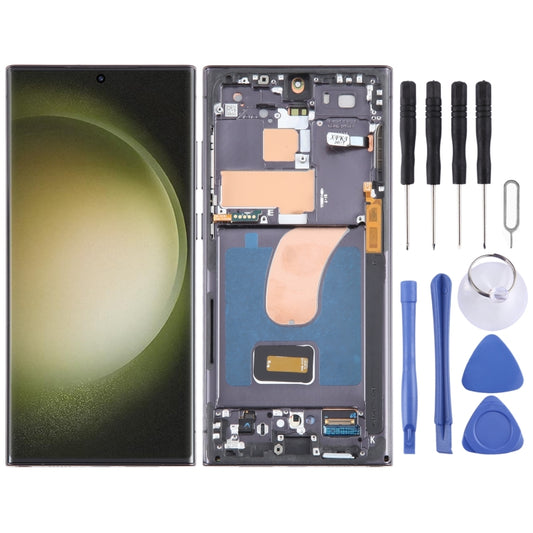 Digitalizador de pantalla LCD original para Samsung Galaxy S23 Ultra SM-S918B, ensamblaje completo con marco
