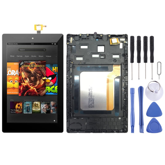 LCD Screen and Digitizer Full Assembly With Frame for Amazon Kindle Fire HD 7 2017 SR043KL, For Amazon Kindle Fire HD 7 2017