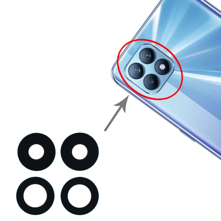 For OPPO Reno4 SE/A93 4G/OPPO Reno4 F/Reno4 Lite/F17 Pro PEAT00 PEAM00 10pcs Back Camera Lens, For OPPO Reno4 SE/A93 4G