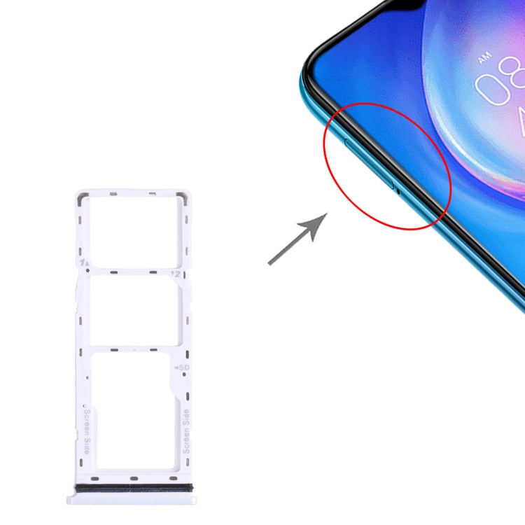 Tiroir pour carte SIM + plateau pour carte Micro SD, pour Tecno Spark 6 Air KE6 KE6J KF6 (blanc)