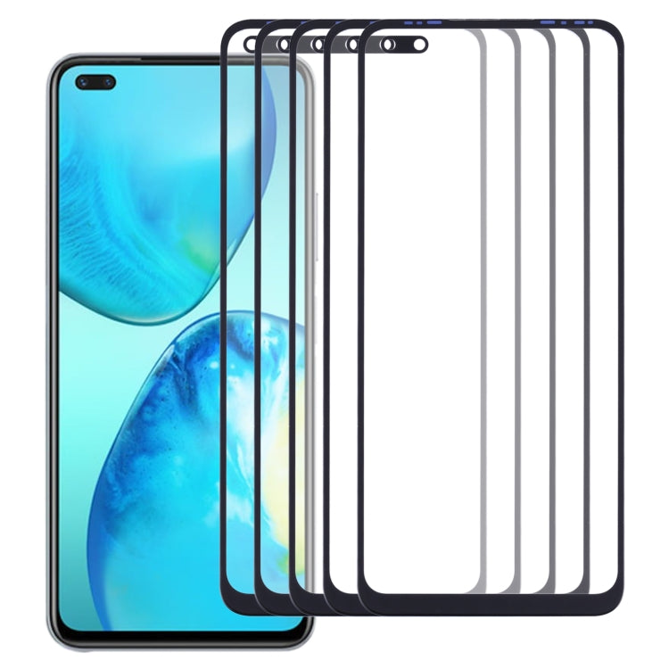For Infinix Note 8 X692 5pcs Front Screen Outer Glass Lens, For Infinix Note 8