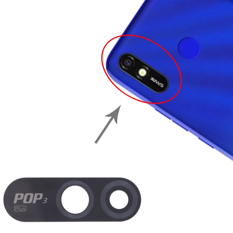 For Tecno Pop 3 Plus 10pcs Back Camera Lens, For Tecno Pop 3 Plus