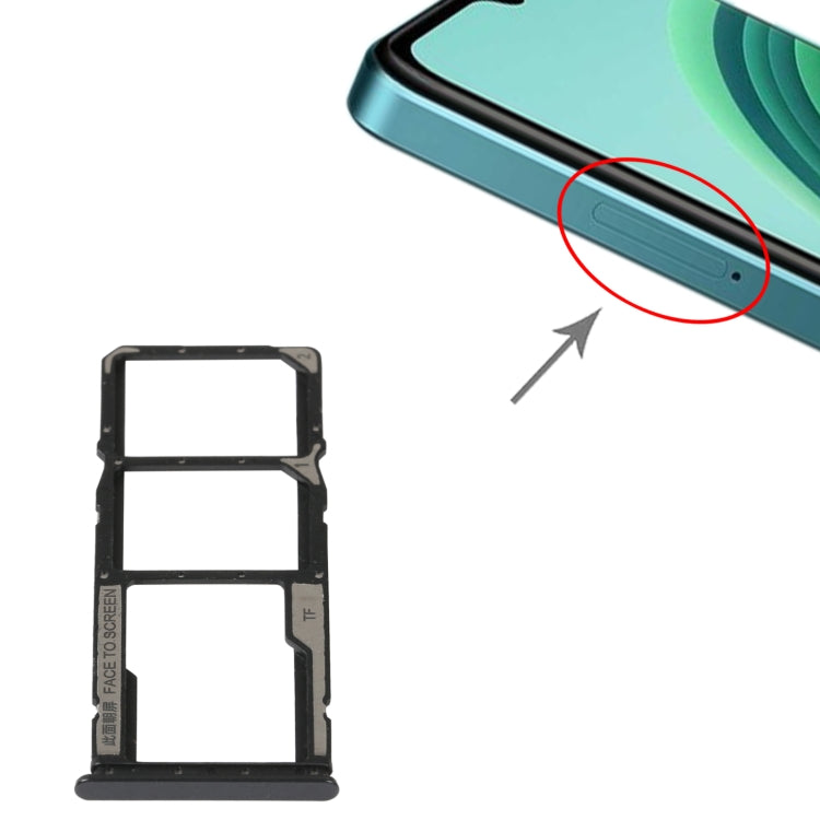 SIM Card Tray + SIM Card Tray + Micro SD Card Tray For Xiaomi Redmi Note 11E, For Xiaomi Redmi Note 11E