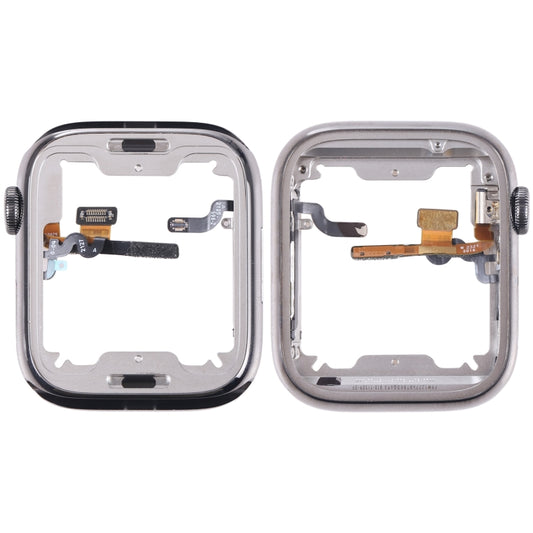 For Apple Watch Series 7 45mm Stainless Steel Middle Frame Bezel Plate with Loudspeaker / Power / Rotating Shaft Flex Cable, Series 7 45mm