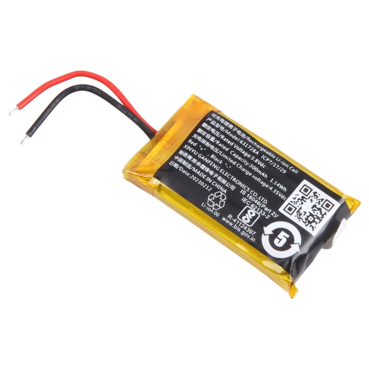3.8V 300mAh 631728A Battery Replacement, Two Wire Welding, 3.8V 300mAh 631728A