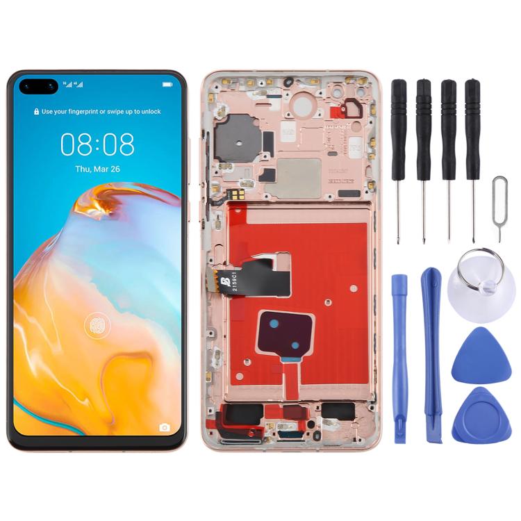 For Huawei P40 TFT LCD Screen Digitizer Full Assembly with Frame, Not Supporting Fingerprint Identification