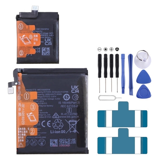 Battery Replacement For Huawei P50 Pocket BAL-AL00 / Pocket S BAL-AL60 HB515668EFW HB513341EFW, For Huawei P50 Pocket