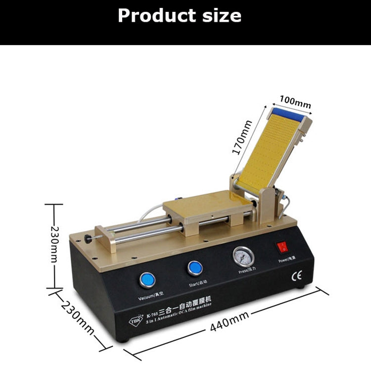 TBK-765 3 in1 Automatic OCA Laminating Machine LCD Touch Screen Air Compressor Machine Built-in Vacuum Pump, TBK-765