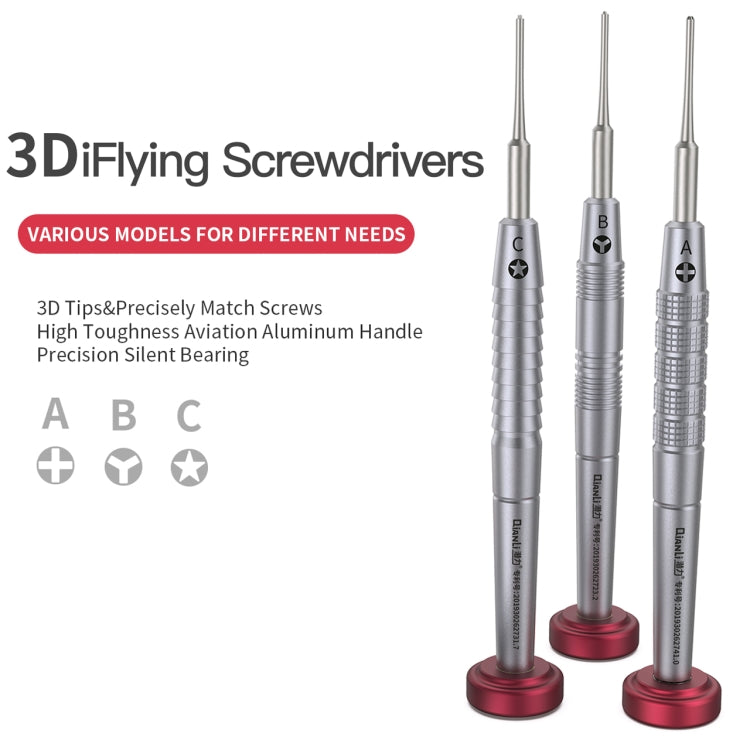 Qianli iFlying 3D Aluminum Handle Anti-slip Screwdriver, Pentalobe, Philips, Tri-point, Pentalobe - BSPART
