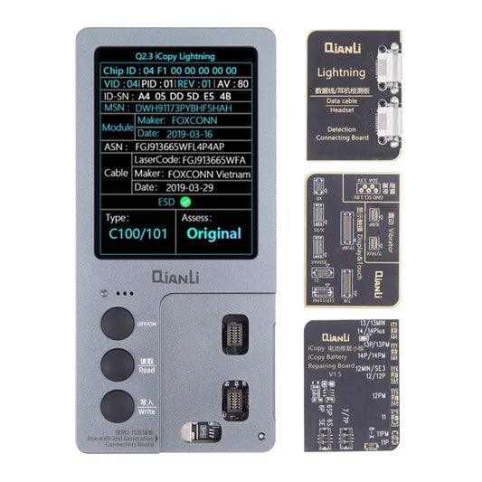 For iPhone 6 - 14 Pro Max 3 in 1 Qianli iCopy Plus 2.2 Repair Detection Programmer Set, Plug: EU, 3 in 1