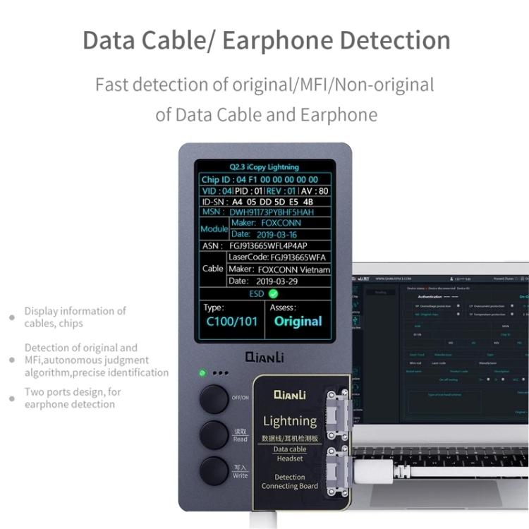 For iPhone 6 - 14 Pro Max 3 in 1 Qianli iCopy Plus 2.2 Repair Detection Programmer Set, Plug: EU, 3 in 1