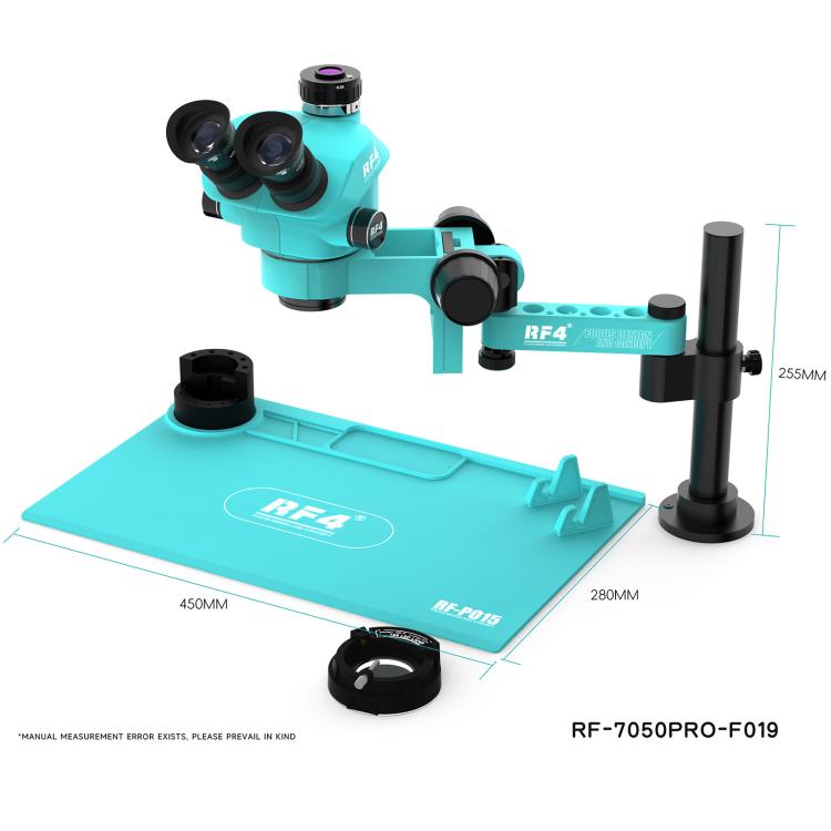 RF4 RF7050PRO-FO19 360 Degree Adjustable Universal Telescopic Rotating Lifting Microscope with Silicone Pad, RF7050PRO-FO19