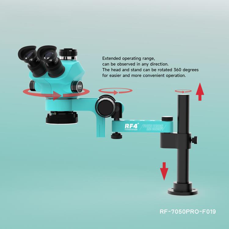 RF4 RF7050PRO-FO19 360 Degree Adjustable Universal Telescopic Rotating Lifting Microscope with Silicone Pad, RF7050PRO-FO19