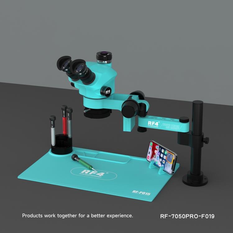 RF4 RF7050PRO-FO19 360 Degree Adjustable Universal Telescopic Rotating Lifting Microscope with Silicone Pad, RF7050PRO-FO19