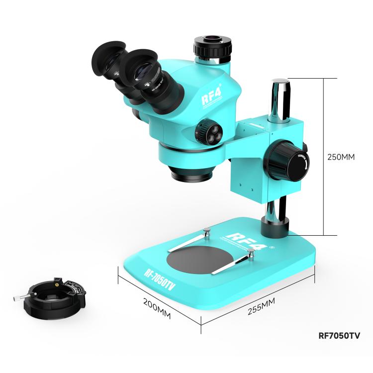RF4 RF-7050TV Trinocular Microscope 7X-50X Continuous Zoom Synchronous Focusing Phone Repair Microscope, RF-7050TV