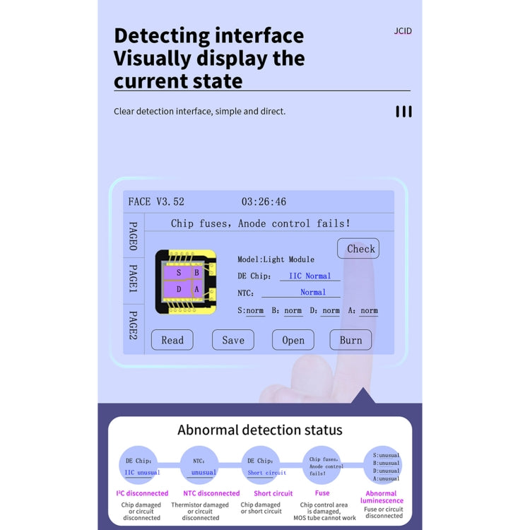 JC F2 Dot Matrix Module Testing 2nd Gen For iPhone X~12 Series