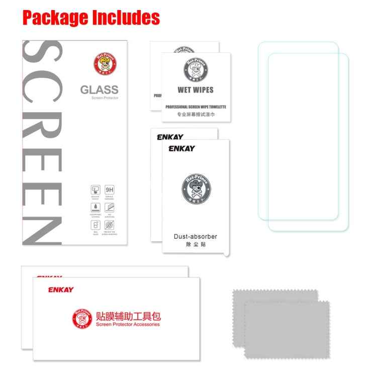 2 PCS ENKAY Hat-Prince 0.26mm 2.5D 9H Tempered Glass Protective Film for Samsung Galaxy A80