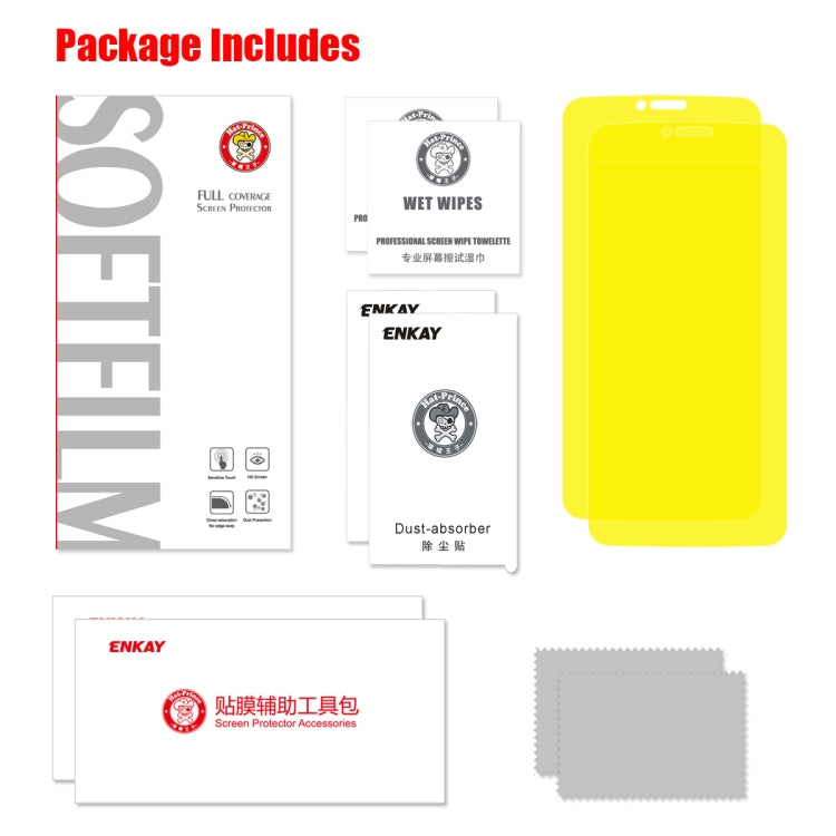 2 PCS ENKAY Hat-Prince 0.1mm 3D Full Screen Protector Explosion-proof Hydrogel Film For Motorola Moto G7 Power, Moto G7 Power