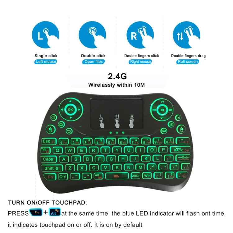 I8 Max 2.4GHz Mini Wireless Keyboard with Touchpad Rechargeable Fly Air Mouse Smart Game 7-color Backlit