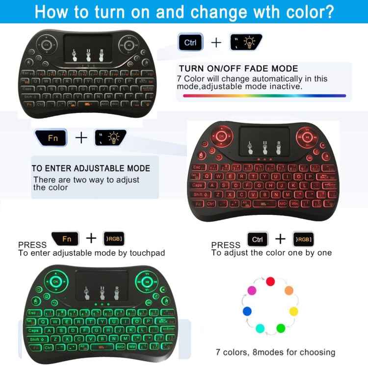 I8 Max 2.4GHz Mini Wireless Keyboard with Touchpad Rechargeable Fly Air Mouse Smart Game 7-color Backlit