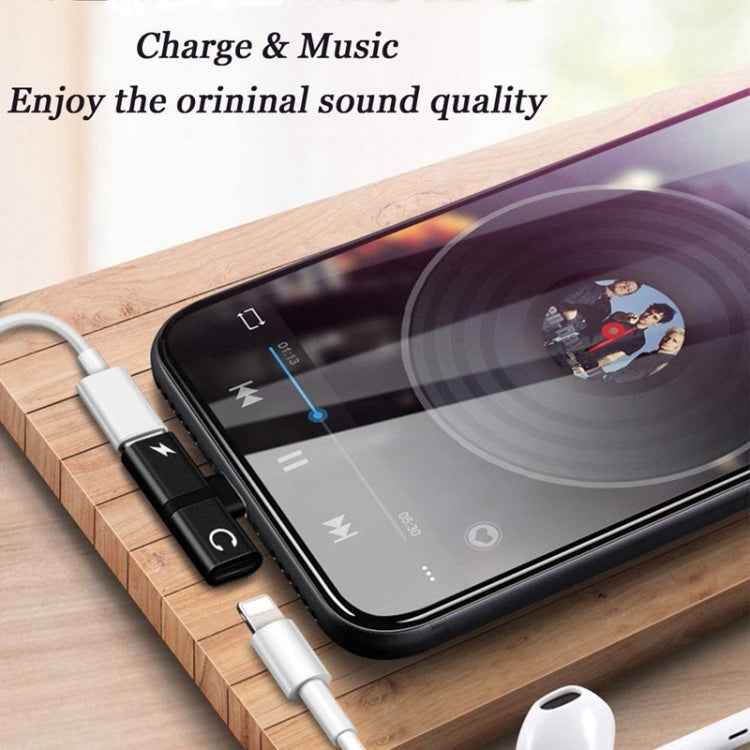 Zs-18182 2 PCS 2 in 1 8 Pin Male to 8 Pin Charging + 8 Pin Audio Female Connector Earphone Adapter, Supports Call & Volume Control, Compatible with IOS 13 System