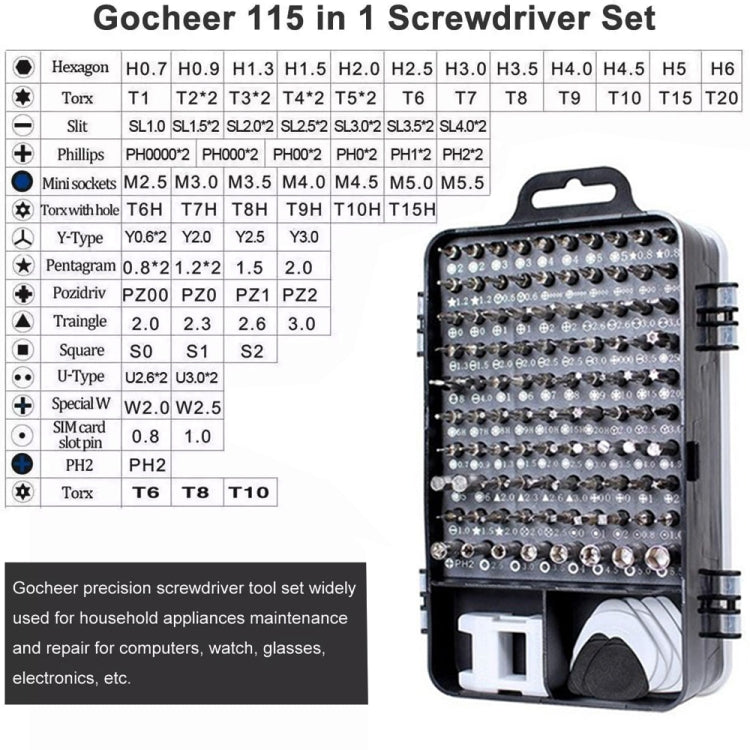 115 in 1 Precision Screw Driver Mobile Phone Computer Disassembly Maintenance Tool Set