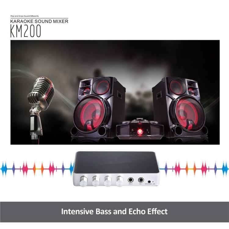 KM200 Portable Digital Stereo Audio Echo System Machine HDMI Karaoke Mixer Amplifier 4K/2K TV PC Home Theater