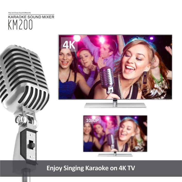 KM200 Portable Digital Stereo Audio Echo System Machine HDMI Karaoke Mixer Amplifier 4K/2K TV PC Home Theater