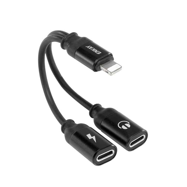 ENKAY ENK-AT104 8 Pin to Dual 8 Pin Charging Listen to Songs Aluminum Alloy Adapter Conversion Cable