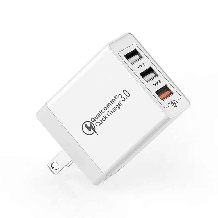 SDC-30W 30W QC 3.0 USB + 2.4A Dual USB 2.0 Ports Mobile Phone Tablet PC Universal Quick Charger Travel Charger, US Plug