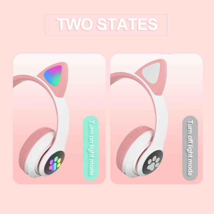 TN-28 3.5mm Bluetooth 5.0 Dual Connection RGB Cat Ear Bass Stereo Noise-cancelling Headphones Support TF Card With Mic