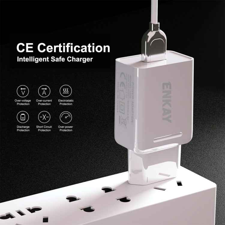ENKAY Hat-Prince T006-1 18W USB QC 3.0 Fast Charging Travel Charger Power Adapter, EU Plug