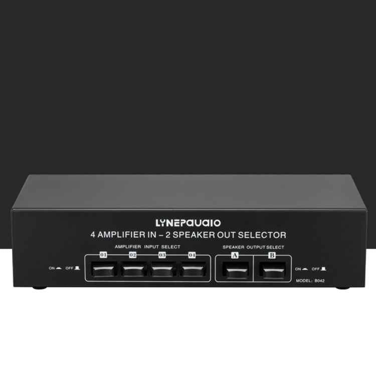 B042 4-in 2-out Power Amplifier Sound Switcher Loudspeaker Switch Distributor, 300W Per Channel Lossless Sound Quality
