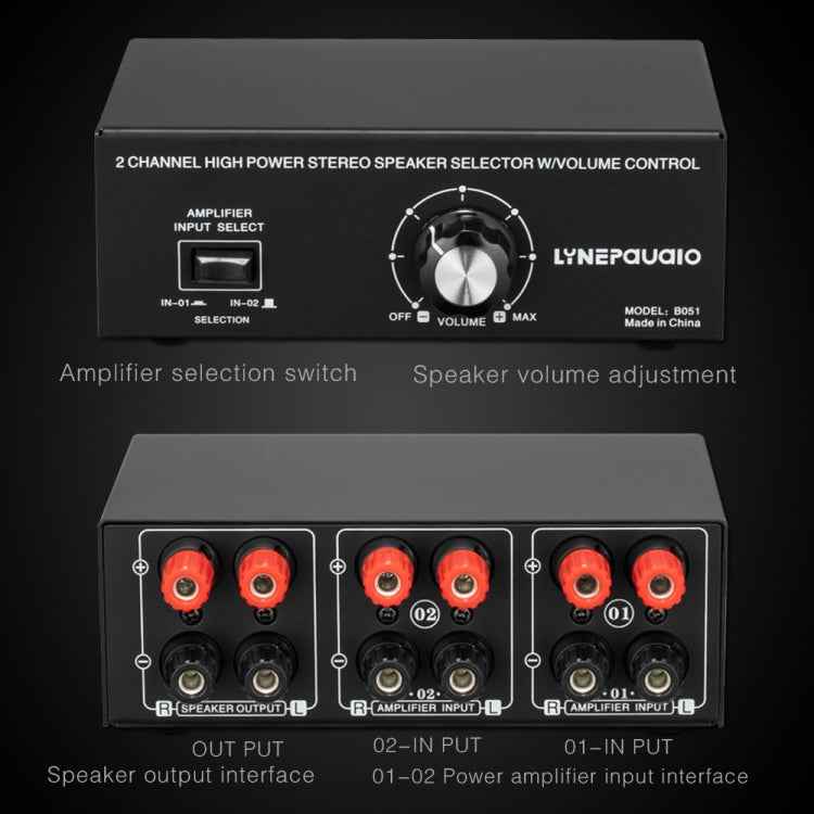 B051 2 Input And 1 Output Power Amplifier And Speaker Selection Switcher Output With Volume Adjustment 2 Power Amplifiers Audio Switcher Switch Distribution Comparator