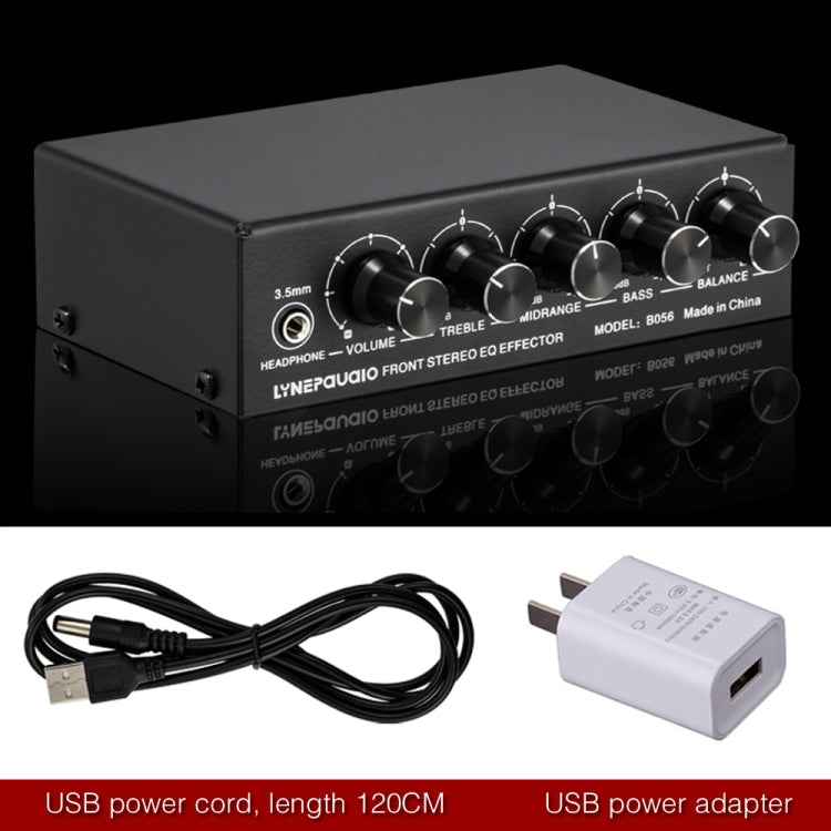 3-Channel Mixer Front Stereo Amplifier High / Mid / Bass Adjuster, USB 5V Power Supply, US Plug