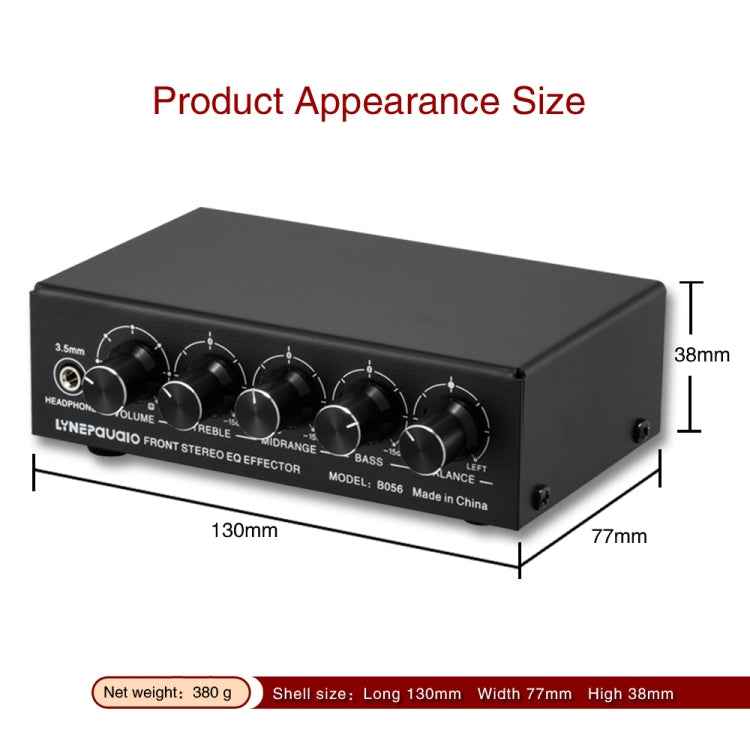 3-Channel Mixer Front Stereo Amplifier High / Mid / Bass Adjuster, USB 5V Power Supply, US Plug