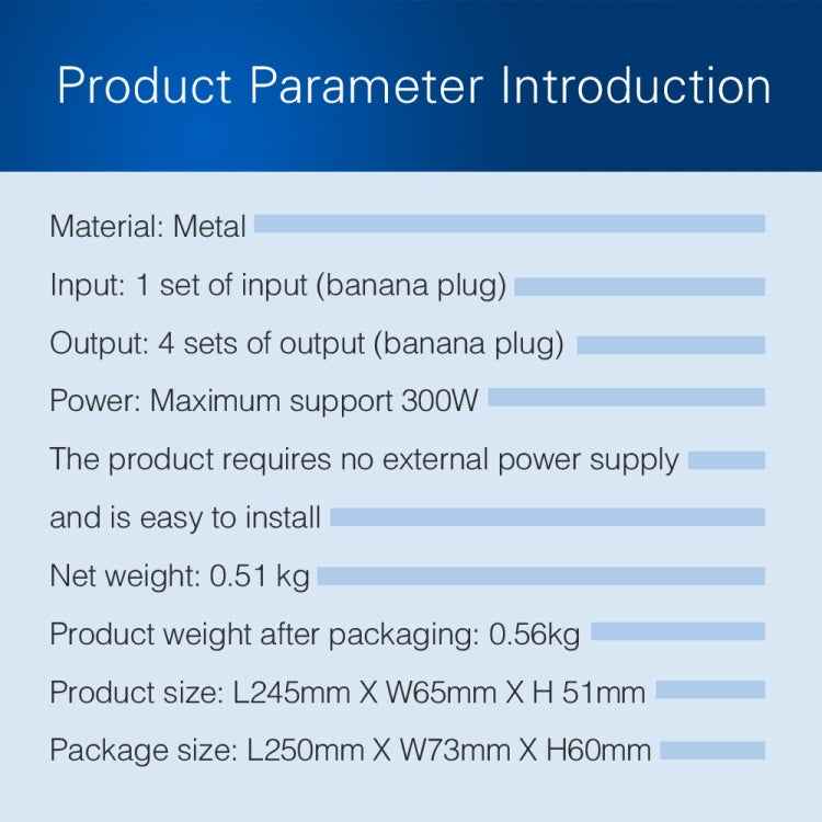 1 In And 4 Out Amplifier Sound Speaker Distributor, 4-Area Sound Source, Signal Distribution Panel, Single Audio Input, 300W Per Channel