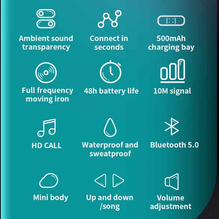 T25 Over-ear Bluetooth 5.0 Single-ear Invisible Wireless Earphone High Definition Call Super Long Standby Bone Conduction Earphone