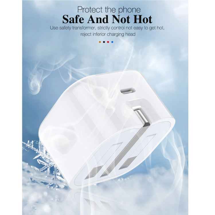 A2344 20W PD 3.0 Type-C / USB-C Folding Travel Charger + USB-C / Type-C to Type-C Fast Charging Data Cable Set, UK Plug, Length: 1m