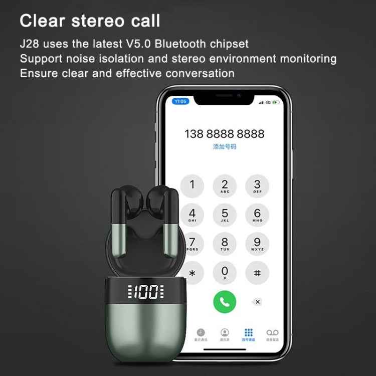 J28 TWS Wireless Bluetooth Earphones LED Digital Display HIFI Music Sport Earphone