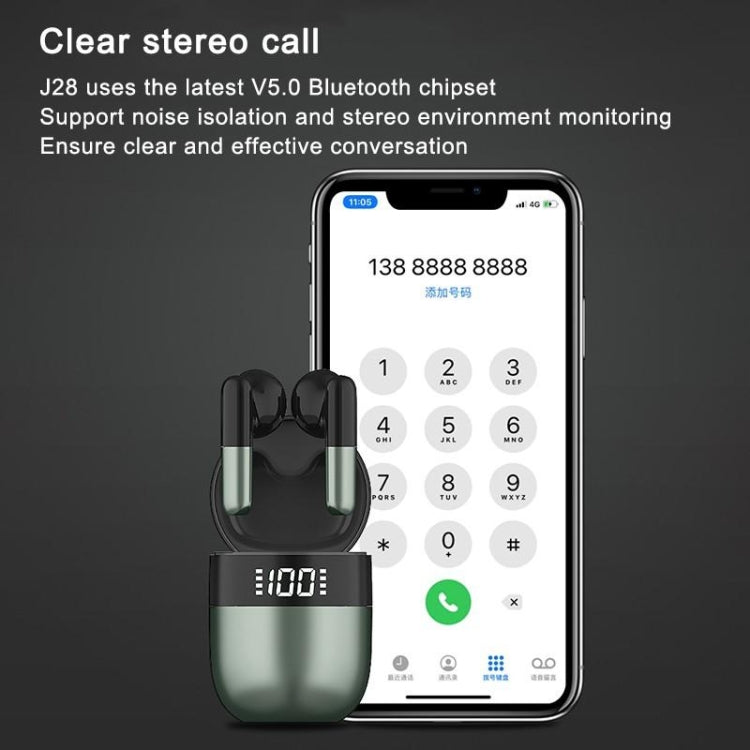 J28 TWS Wireless Bluetooth Earphones LED Digital Display HIFI Music Sport Earphone