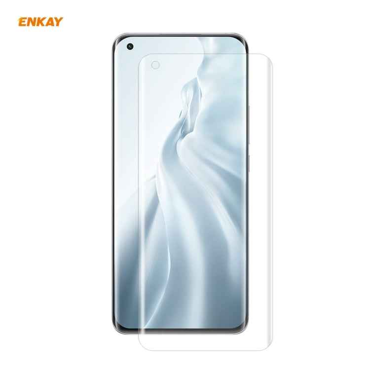 For Xiaomi Mi 11 Ultra Hat-Prince ENKAY Clear TPU Shockproof Case Soft Anti-slip Cover + 3D Full Screen PET Curved Hot Bending HD Screen Protector Soft Film Support Fingerprint Unlock