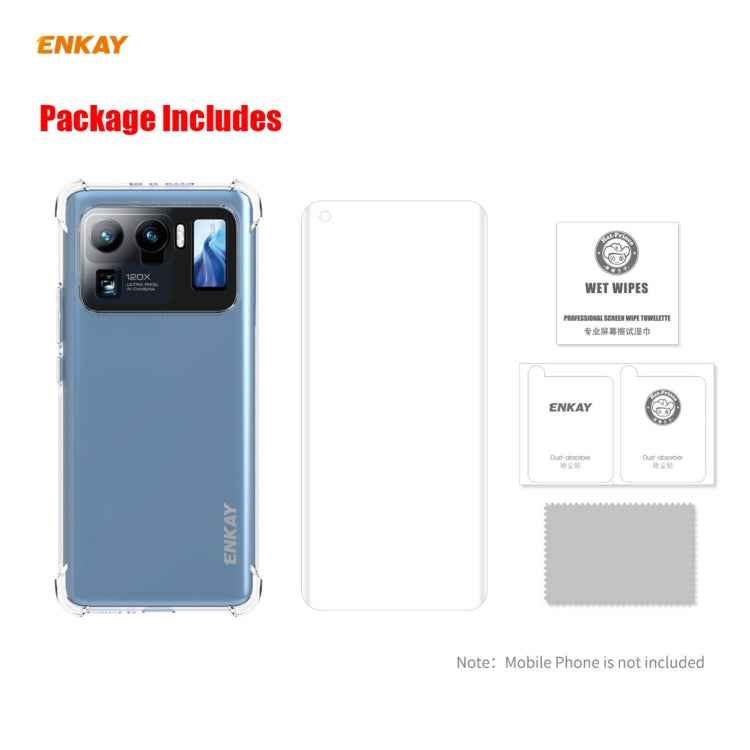 For Xiaomi Mi 11 Ultra Hat-Prince ENKAY Clear TPU Shockproof Case Soft Anti-slip Cover + 3D Full Screen PET Curved Hot Bending HD Screen Protector Soft Film Support Fingerprint Unlock
