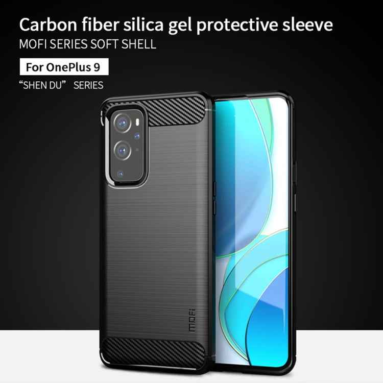 For OnePlus 9 MOFI Gentleness Series Brushed Texture Carbon Fiber Soft TPU Case