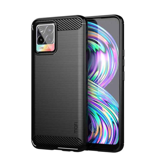 For OPPO Realme 8 / 8 Pro MOFI Gentleness Series Brushed Texture Carbon Fiber Soft TPU Case(Black)