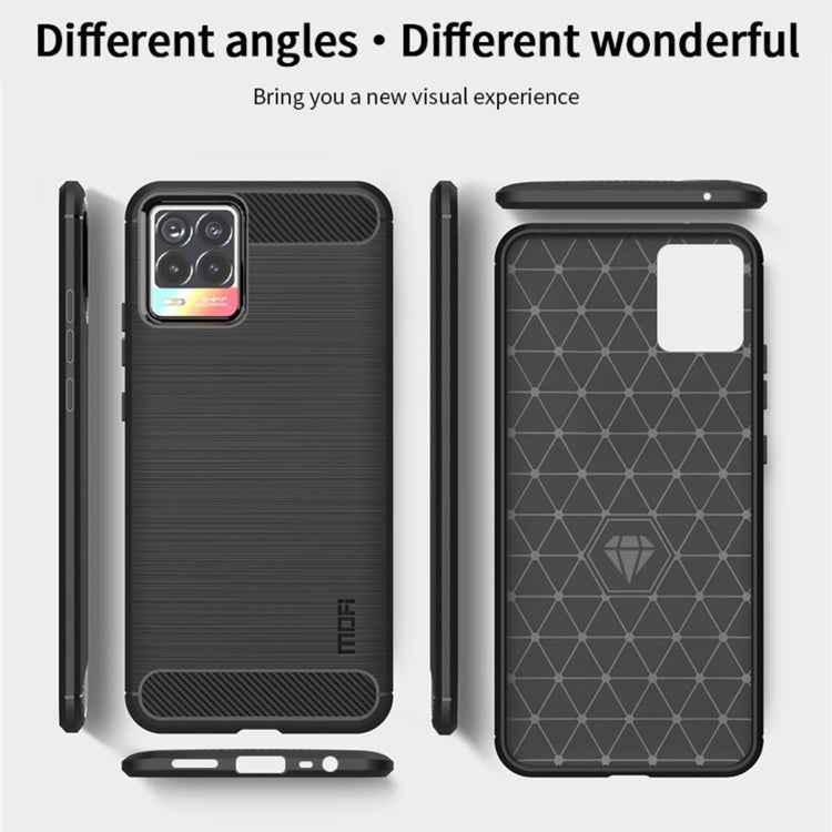For OPPO Realme 8 / 8 Pro MOFI Gentleness Series Brushed Texture Carbon Fiber Soft TPU Case(Black)