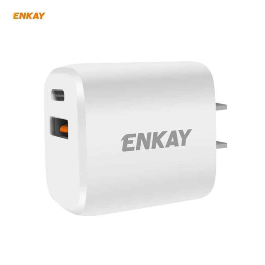 ENKAY Hat-Prince U090 20W PD + QC 3.0 Portable Dual Ports Fast Charging Travel Charger Power Adapter, US Plug