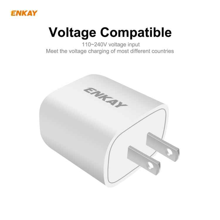 ENKAY Hat-Prince U090 20W PD + QC 3.0 Portable Dual Ports Fast Charging Travel Charger Power Adapter, US Plug